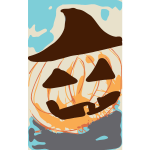 Halloween pumpkin in straw hat